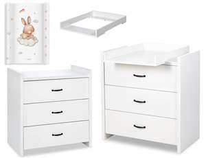 Komoda z Szufladami z Przewijakiem Nakładka na Komodę Biała AMELIA + Mata