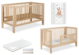 ŁÓŻECZKO Dziecięce Drewniane 140x70 Buk Tapczanik Olivia+ Materac