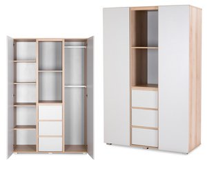 Szafa Duża z Szufladami z Półkami z Drążkiem - Wymiary 180x120 cm - Buk Popiel DALIA