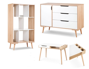 Zestaw mebli młodzieżowych z Biurkiem Regał Komoda Białe Buk SOFIE