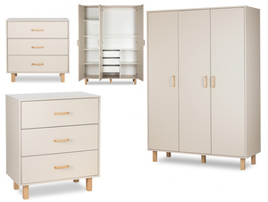 Zestaw mebli dziecięcych / młodzieżowych z Szafa, Komoda Szampan Buk LAURA