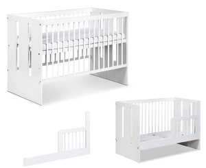 ŁÓŻECZKO Dziecięce Drewniane 120x60 z Barierką Białe PAULA