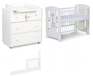 Zestaw mebli dziecięcych z Łóżeczkiem Białe SAFARI ŻYRAFKA