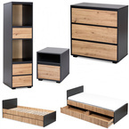 Zestaw mebli młodzieżowych z Łóżkiem Antracyt Dąb DALIA