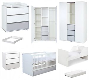 Zestaw mebli dziecięcych z Łóżeczkiem Białe Popiel DALIA