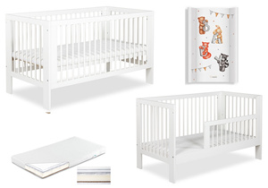  ŁÓŻECZKO Dziecięce Drewniane 140x70 Białe Tapczanik Olivia+ Materac