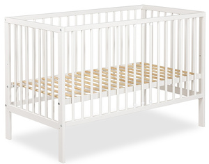 ŁÓŻECZKO Dziecięce Drewniane 120x60 Białe FRANIA