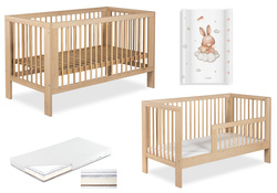  ŁÓŻECZKO Dziecięce Drewniane 140x70 Buk Tapczanik Olivia+ Materac