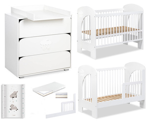 Zestaw mebli dziecięcych z Łóżeczkiem z Materacem z Przewijakiem Białe NEL CHMURKA