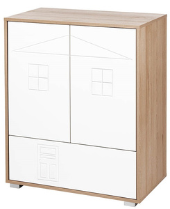 Komoda z Półkami z Szufladą Duża Buk Biała IDA