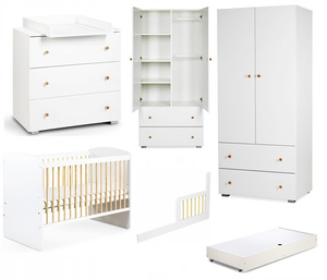 Zestaw mebli dziecięcych z Łóżeczkiem Białe Sosna KAROLINA