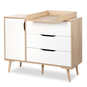 Komoda z Szufladami z Przewijakiem Nakładka na Komodę Duża Biała Buk SOFIE Skandynawska