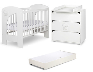 Zestaw mebli dziecięcych z Łóżeczkiem Białe NEL CHMURKA