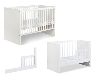 ŁÓŻECZKO Dziecięce Drewniane 120x60 z Barierką Białe Popiel DALIA