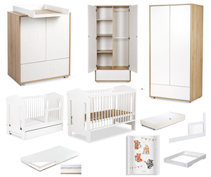 Zestaw mebli dziecięcych z Łóżeczkiem z Materacem z Przewijakiem Buk Biały IDA