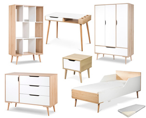 Zestaw mebli młodzieżowych z Biurkiem z Materacem Białe Buk SOFIE
