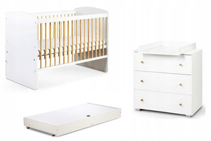 Zestaw mebli dziecięcych z Łóżeczkiem Białe Sosna KAROLINA