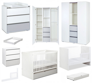 Zestaw mebli dziecięcych z Łóżeczkiem Białe Popiel DALIA