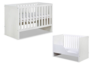 ŁÓŻECZKO Dziecięce Drewniane 120x60 z Barierką Białe AMELIA