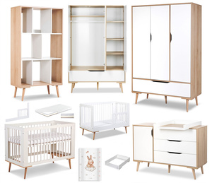 Zestaw mebli dziecięcych z Łóżeczkiem z Materacem z Przewijakiem Białe Buk SOFIE