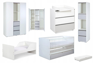 Zestaw mebli dziecięcych z Łóżeczkiem Białe Popiel DALIA